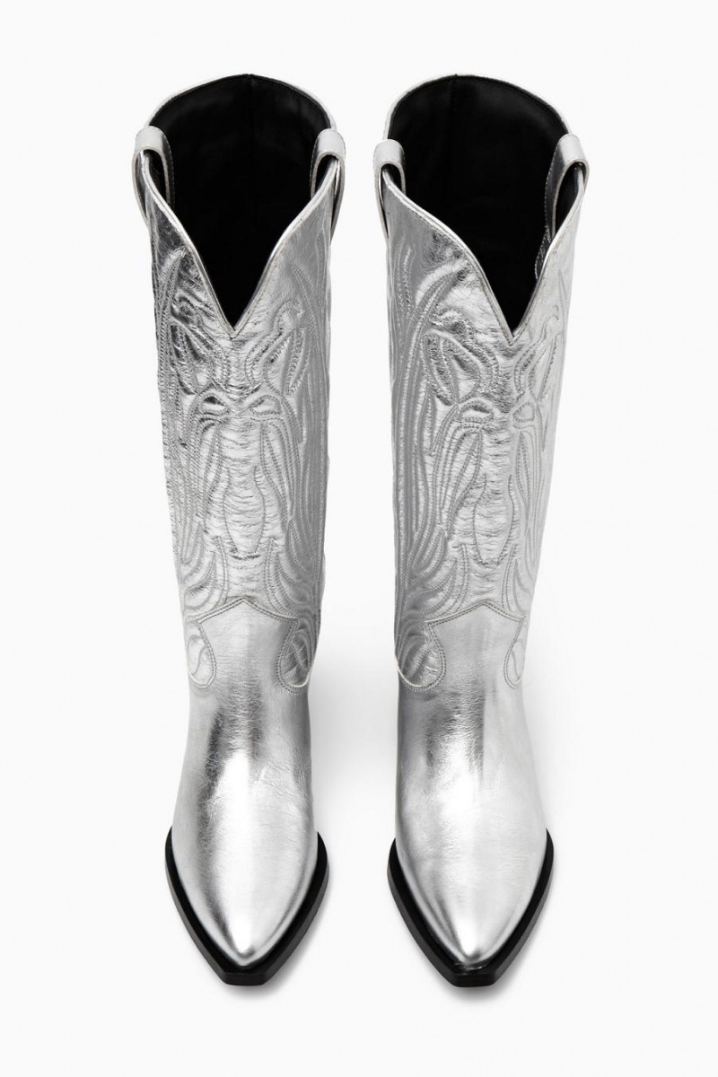 COS Embroidered Bőr Cowboy Csizma Női Titán | YHL-425718
