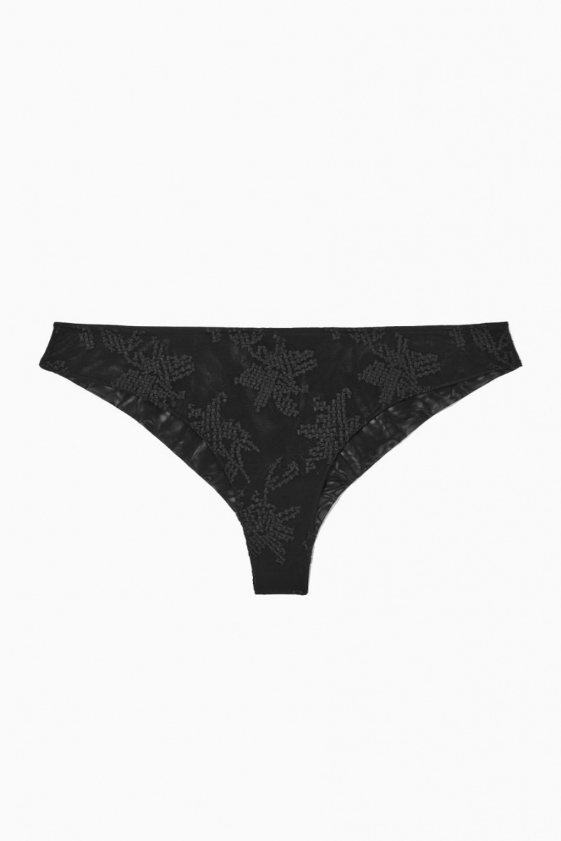 COS Embroidered Mesh Rövidnadrágok Női Fekete | NHX-245860