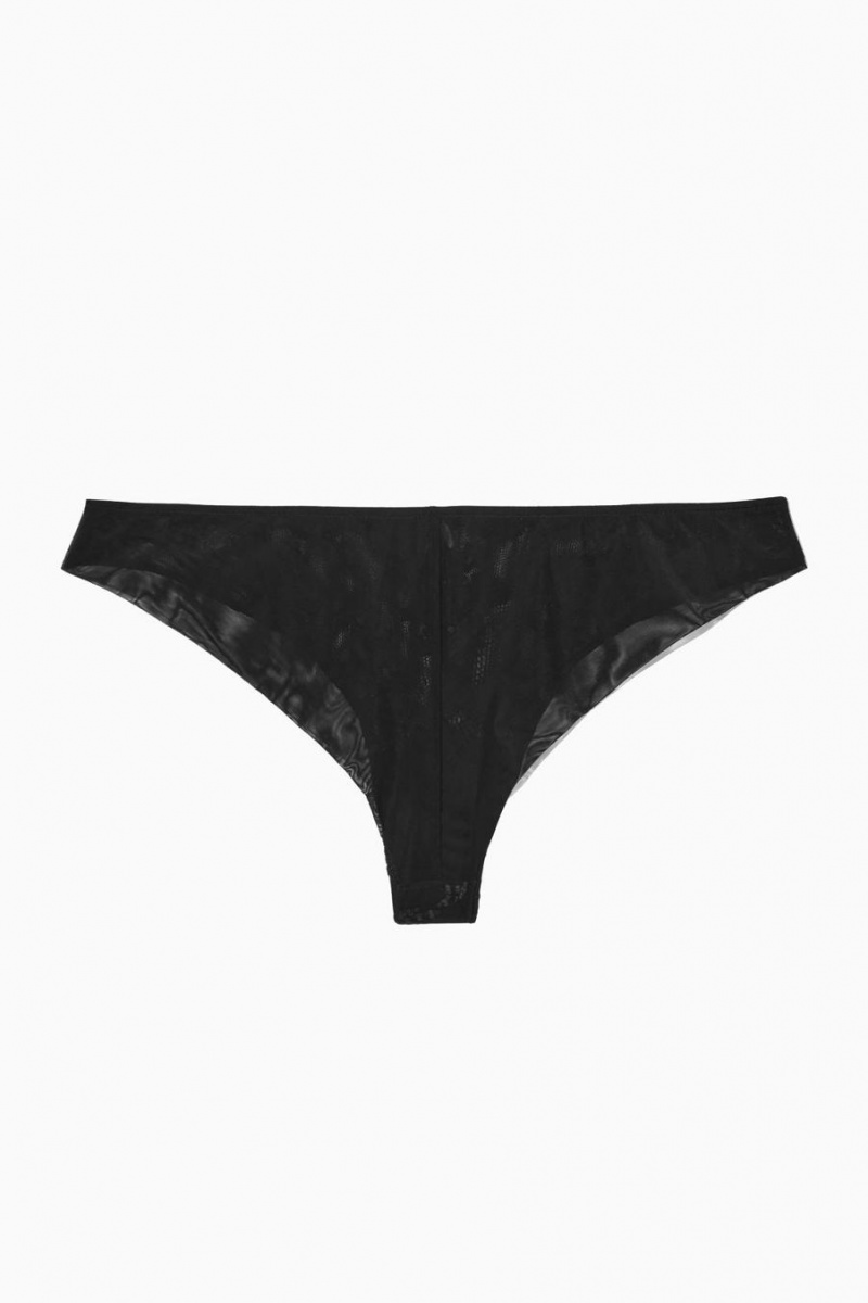 COS Embroidered Mesh Rövidnadrágok Női Fekete | NHX-245860