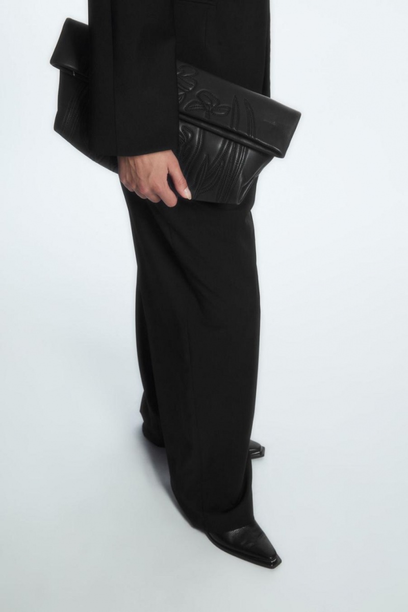 COS Embroidered Western - Bőr Táska Női Fekete | LQA-768312