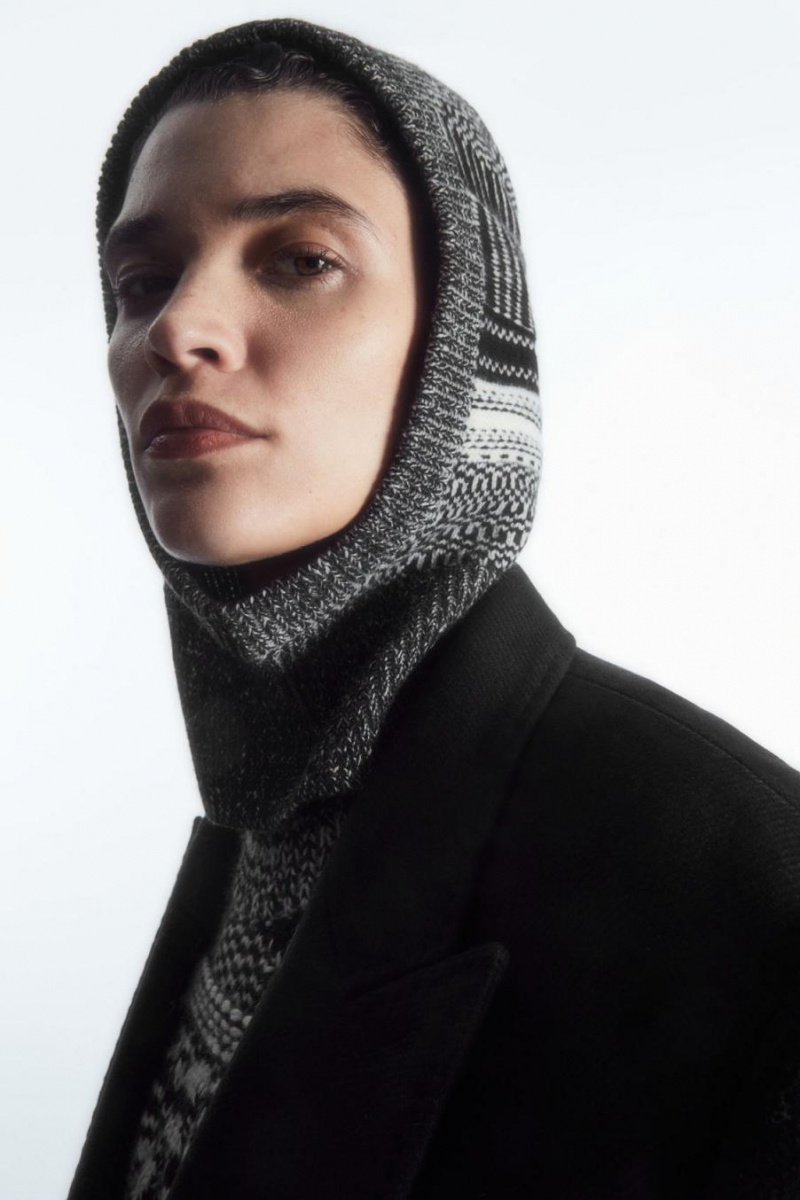 COS Fair Isle Merino Gyapjú Balaclava Női Fekete Fehér | NKT-859462