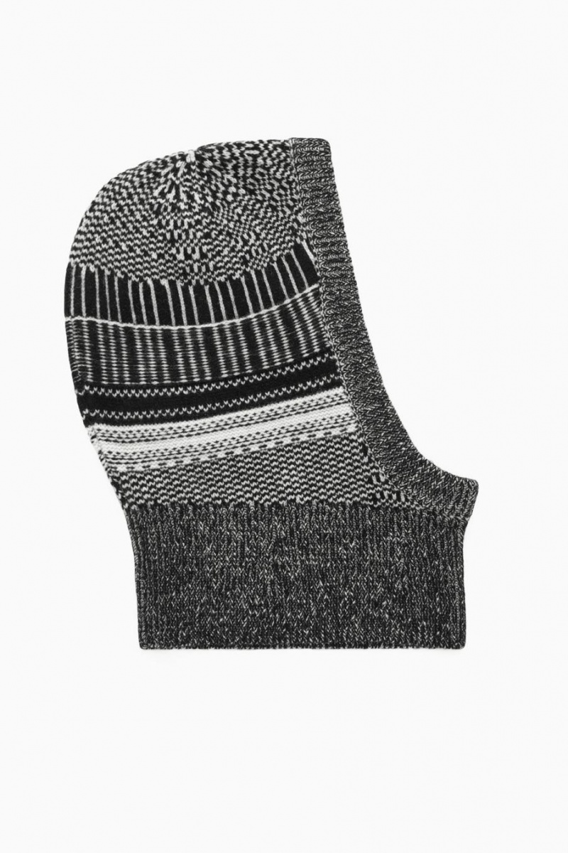 COS Fair Isle Merino Gyapjú Balaclava Női Fekete Fehér | NKT-859462