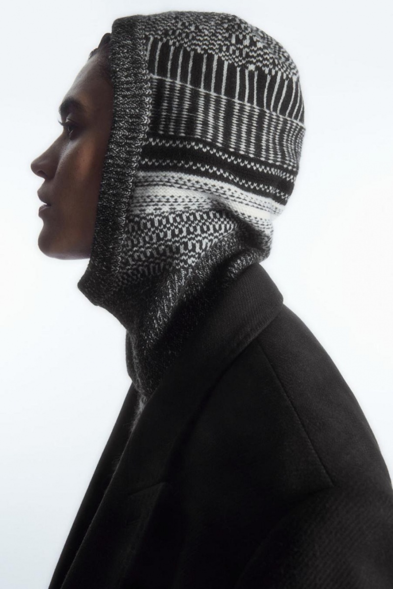 COS Fair Isle Merino Gyapjú Balaclava Női Fekete Fehér | NKT-859462