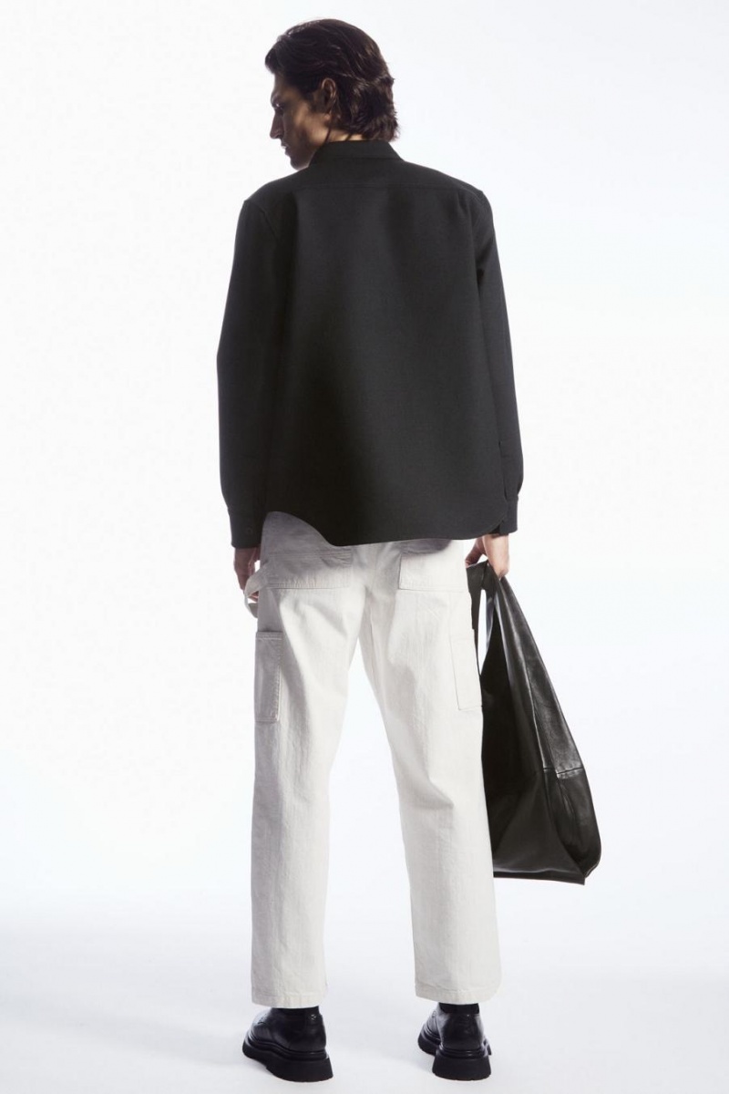 COS Flap-pocket Gyapjú-blend Ing Férfi Fekete | CPK-397015