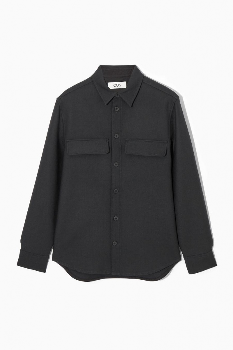 COS Flap-pocket Gyapjú-blend Ing Férfi Fekete | CPK-397015