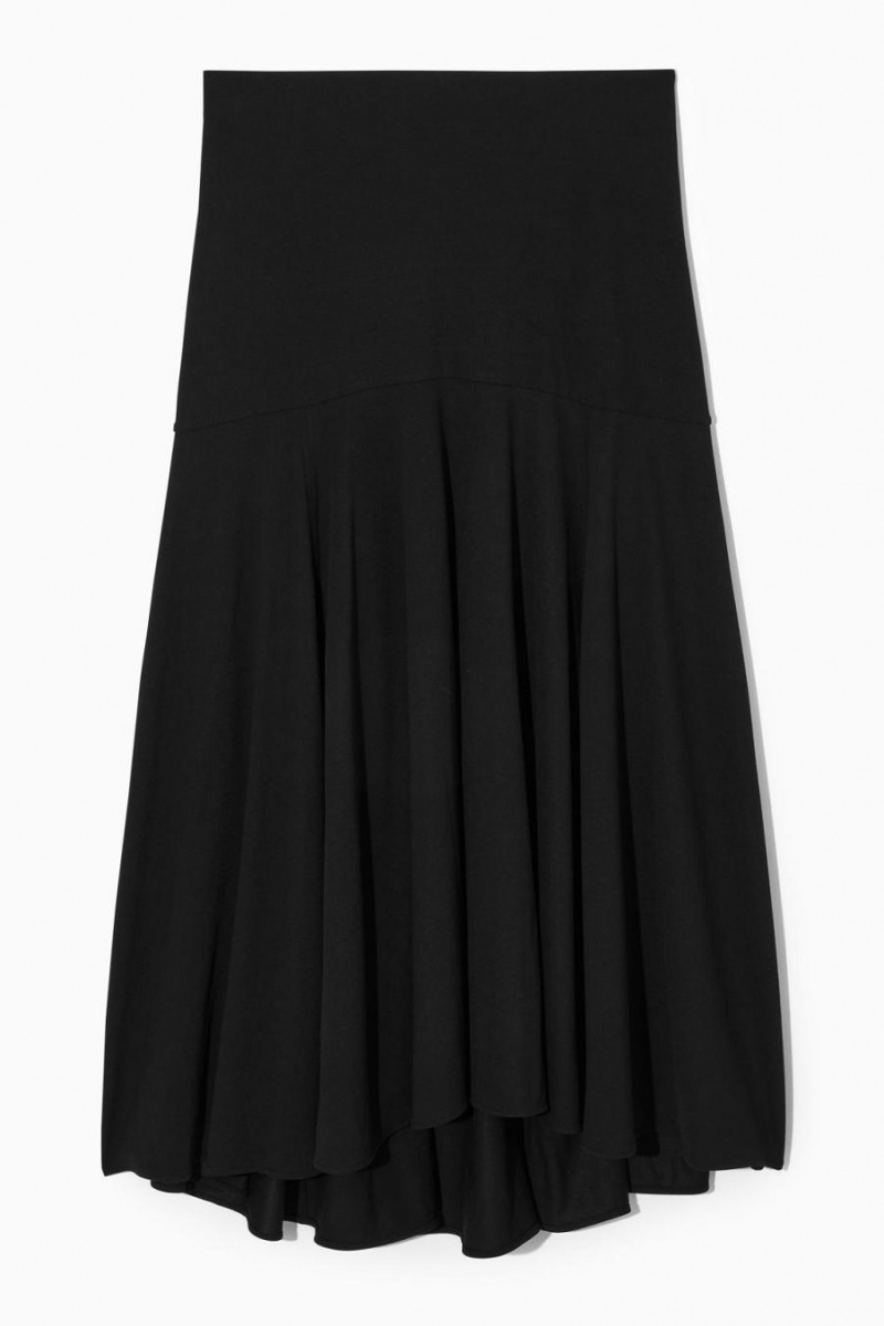 COS Flared Maxi Szoknya Női Fekete | PWM-639207