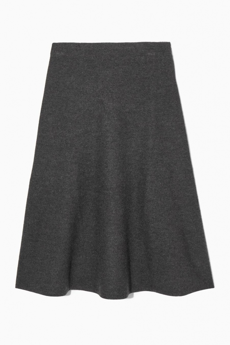 COS Flared Merino Gyapjú Midi Szoknya Női Sötétszürke | UZE-184250