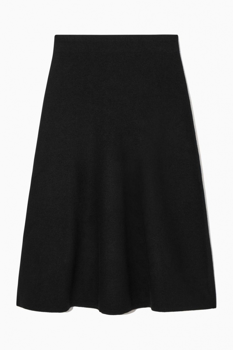 COS Flared Merino Gyapjú Midi Szoknya Női Fekete | DKI-285039