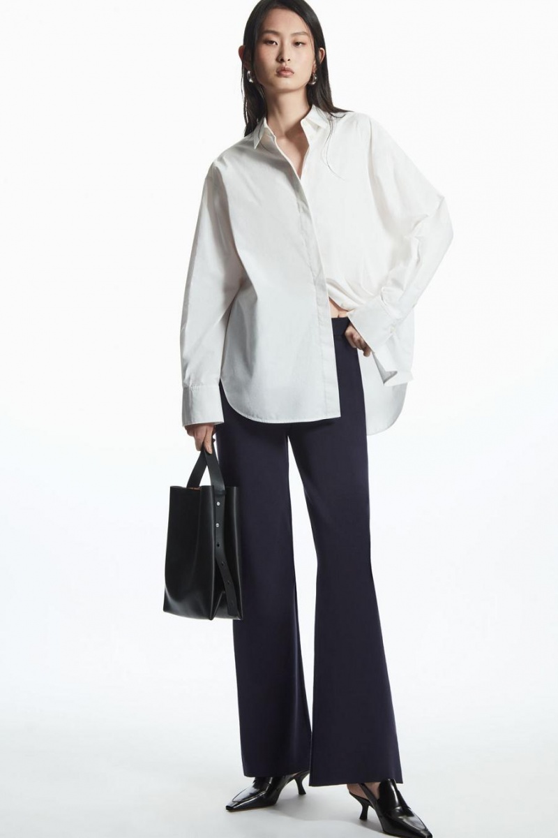 COS Flared Slit-cuff Kötött Nadrág Női Sötétkék | ADV-615792