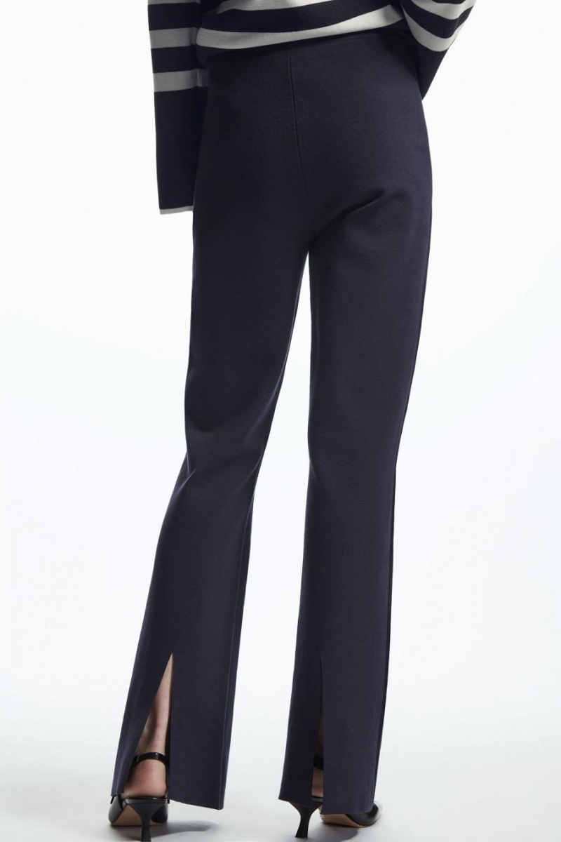 COS Flared Slit-cuff Kötött Nadrág Női Sötétkék | ADV-615792
