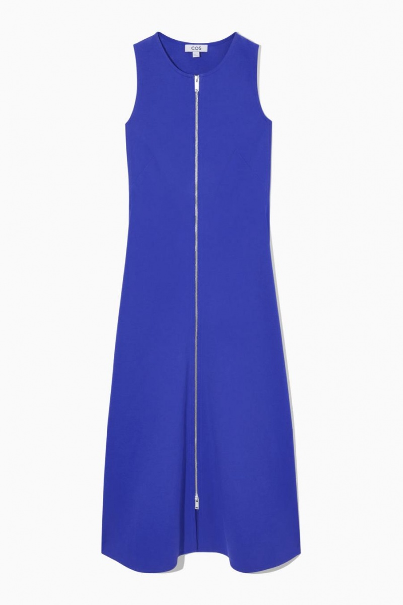 COS Flared Zip-up Midi Ruha Női Világos Kék | NSY-026857