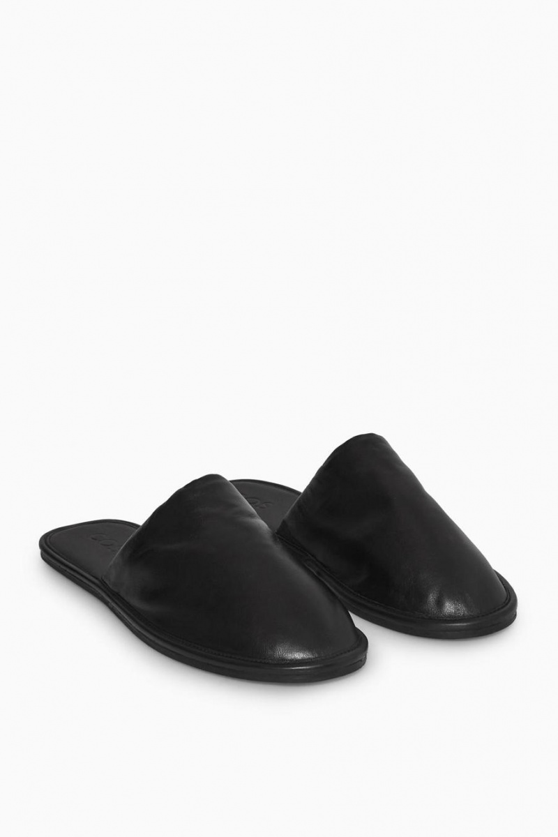 COS Fleece-lined Bőr Papucs Férfi Fekete | GLK-341975