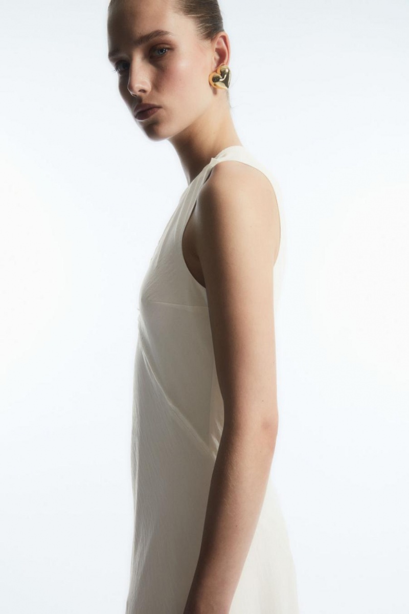 COS Floaty Asymmetric Midi Ruha Női Fehér | LXB-196857