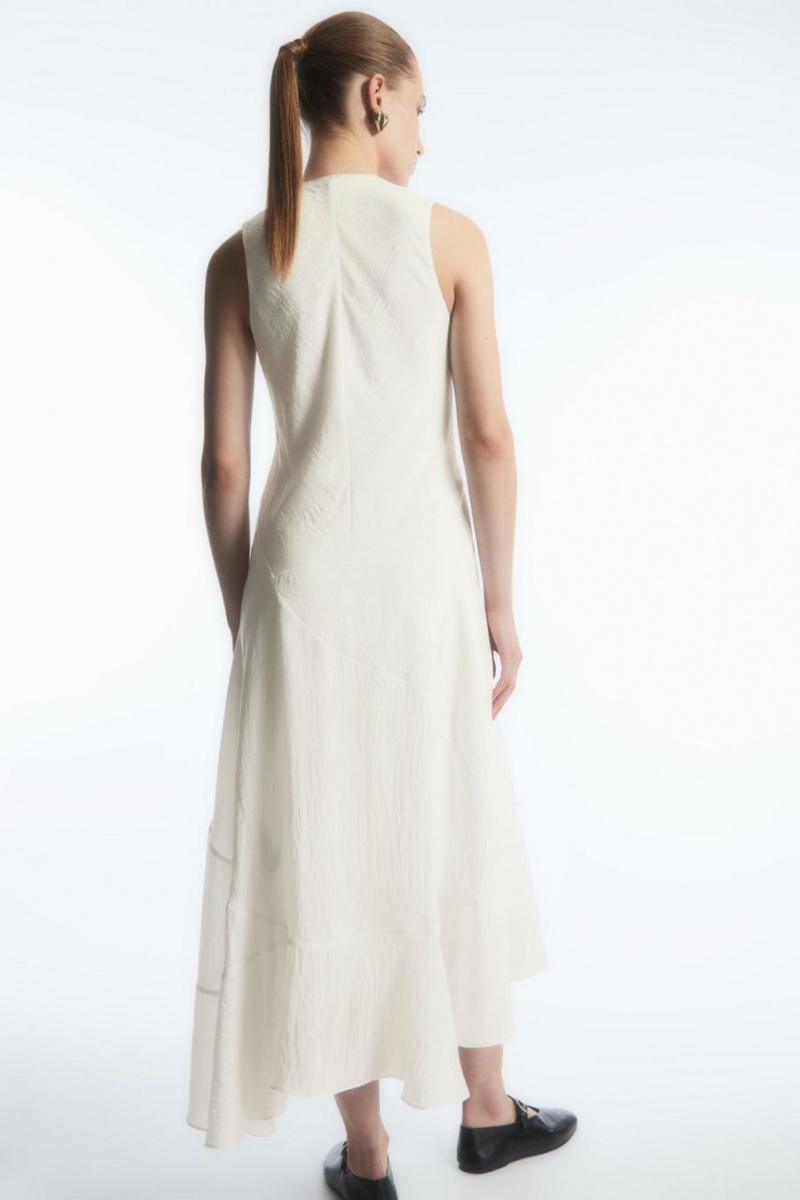 COS Floaty Asymmetric Midi Ruha Női Fehér | LXB-196857