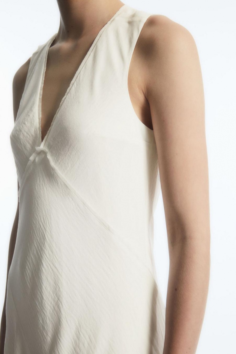 COS Floaty Asymmetric Midi Ruha Női Fehér | LXB-196857