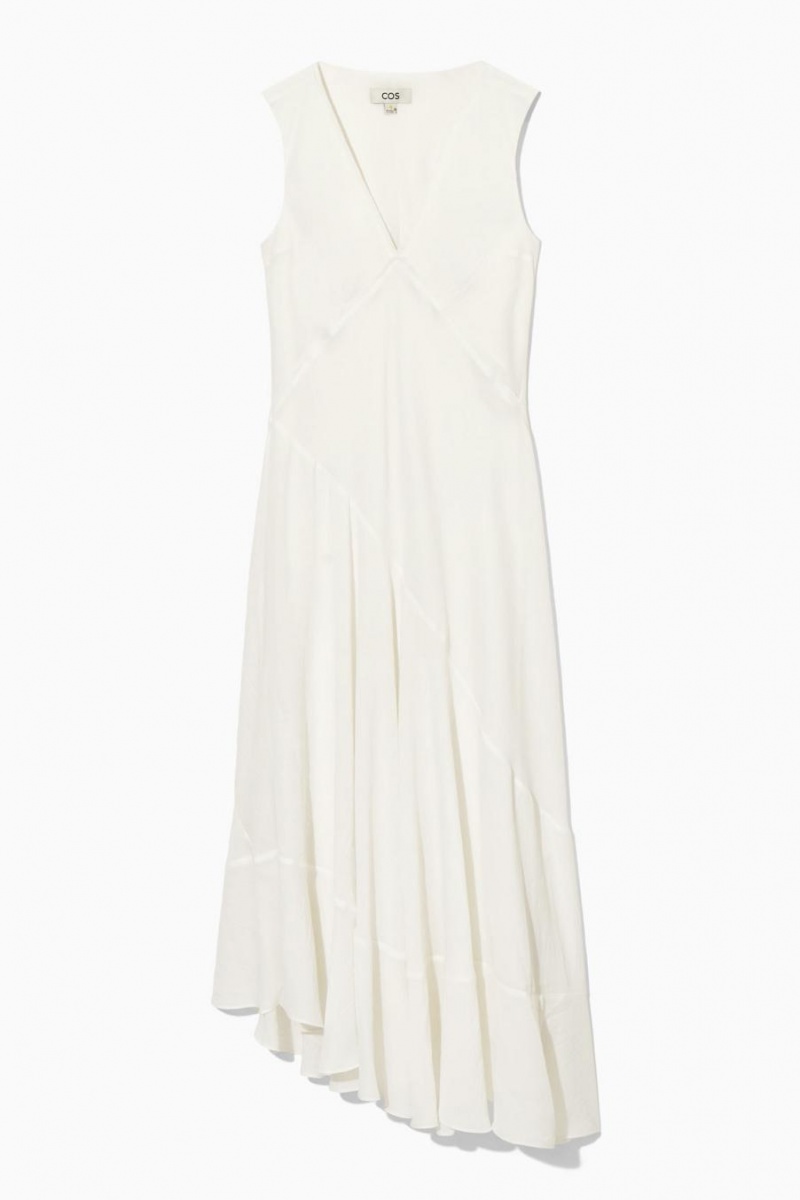COS Floaty Asymmetric Midi Ruha Női Fehér | LXB-196857