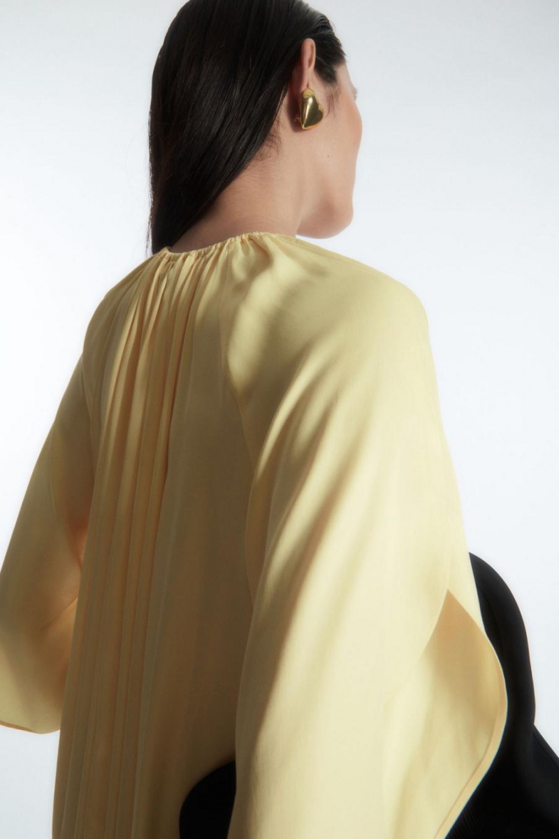 COS Floaty Gathered Midi Ruha Női Sárga | YQG-421059