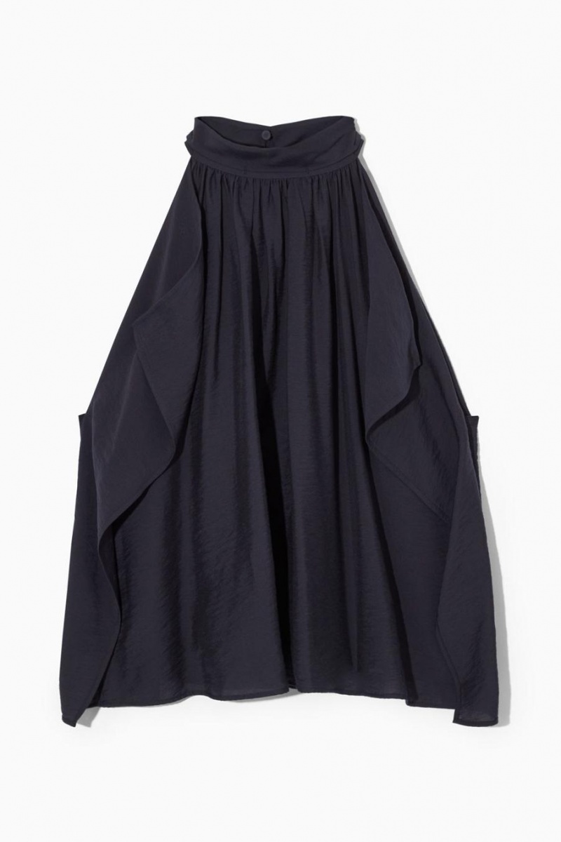 COS Floaty Halterneck Trikó Női Sötétkék | WVP-497301