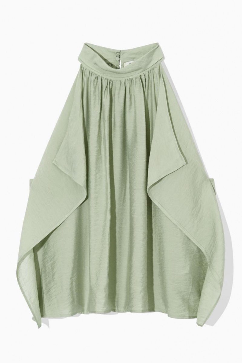 COS Floaty Halterneck Trikó Női Világos Zöld | QZY-875016