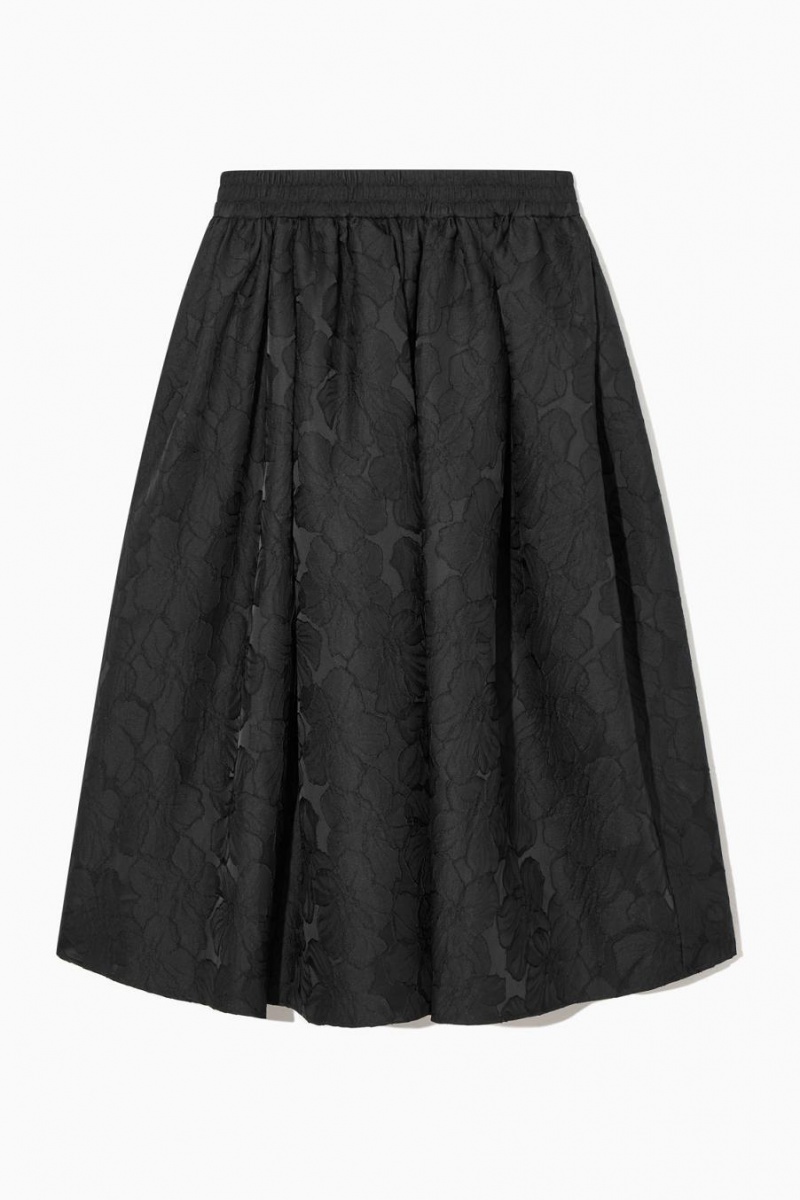 COS Floral-jacquard A-line Midi Szoknya Női Fekete | DYX-270546