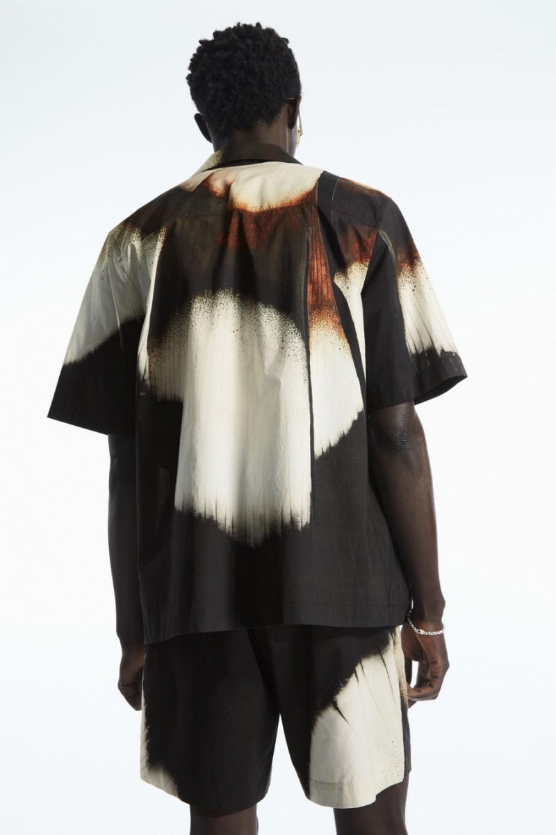 COS Floral-print Elasticated Rövidnadrág Férfi Fekete | RWD-796401
