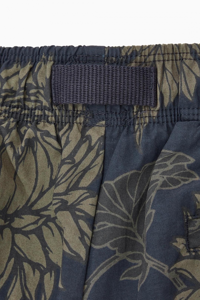 COS Floral-print Nejlon Úszóruhák Férfi Sötétkék Zöld | FIG-527914
