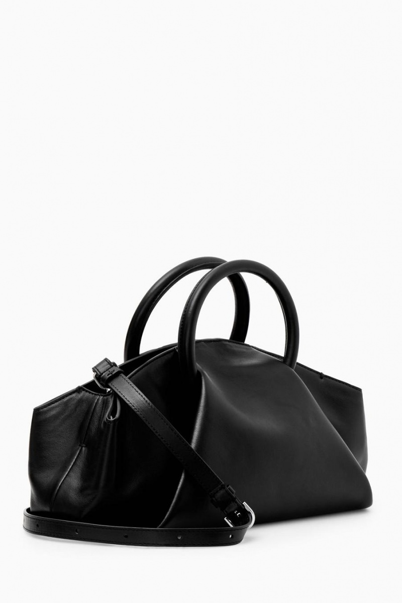 COS Fold Shoulder - Bőr Táska Női Fekete | HIF-863251