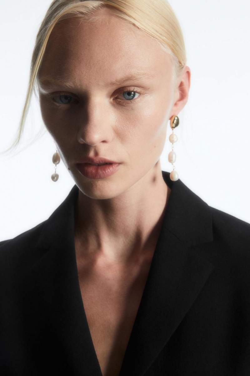 COS Freshwater Pearl Dangly Fülbevalók Női Arany | BAR-984623