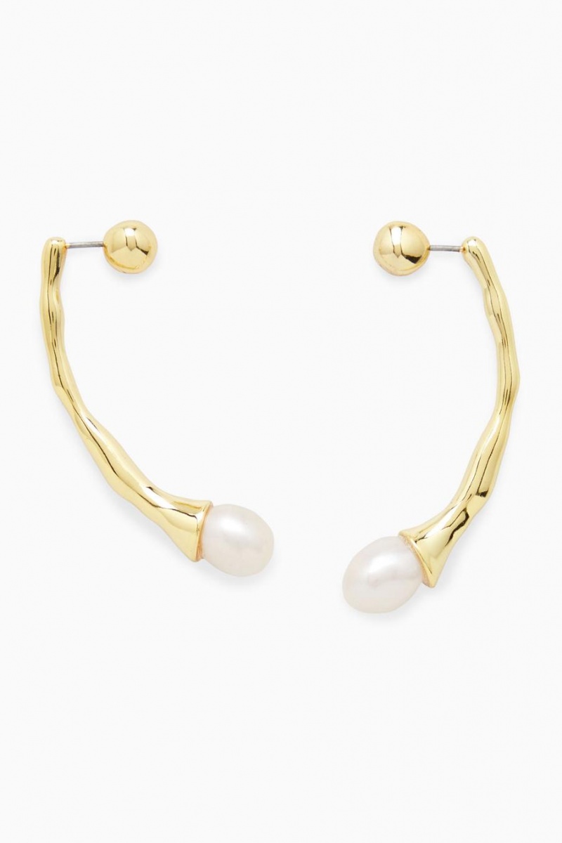 COS Freshwater Pearl Drop Fülbevalók Női Arany | KEV-421803