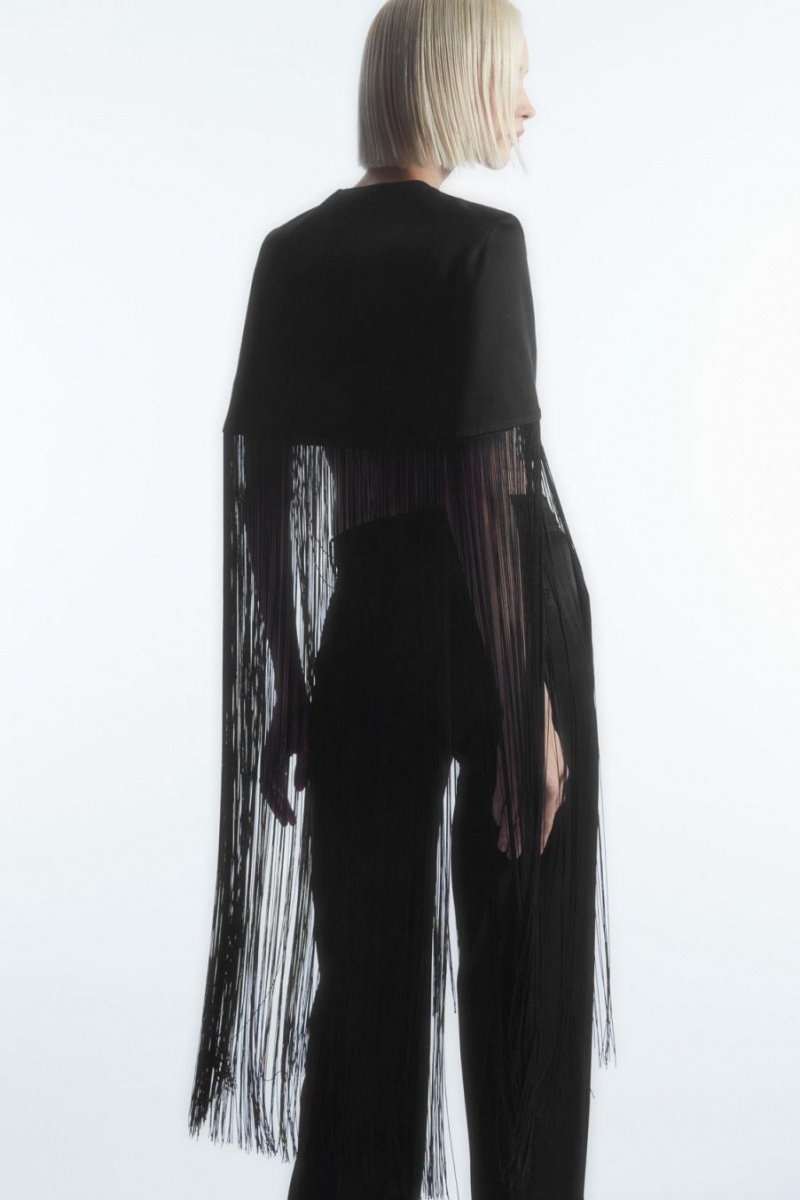 COS Fringed Capes Női Fekete | NGO-843597