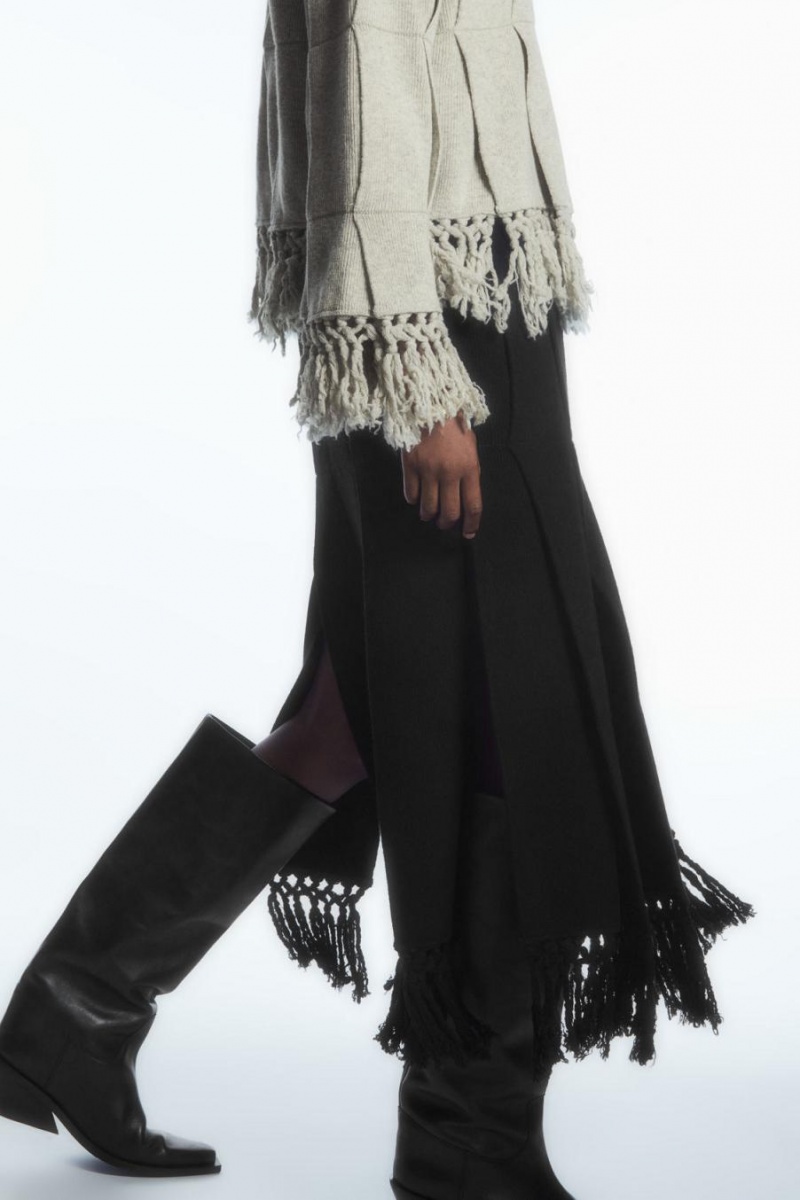 COS Fringed Panelled Gyapjú Jumpers Női Világos Szürke | RJB-015972