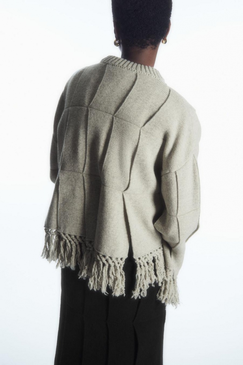 COS Fringed Panelled Gyapjú Jumpers Női Világos Szürke | RJB-015972