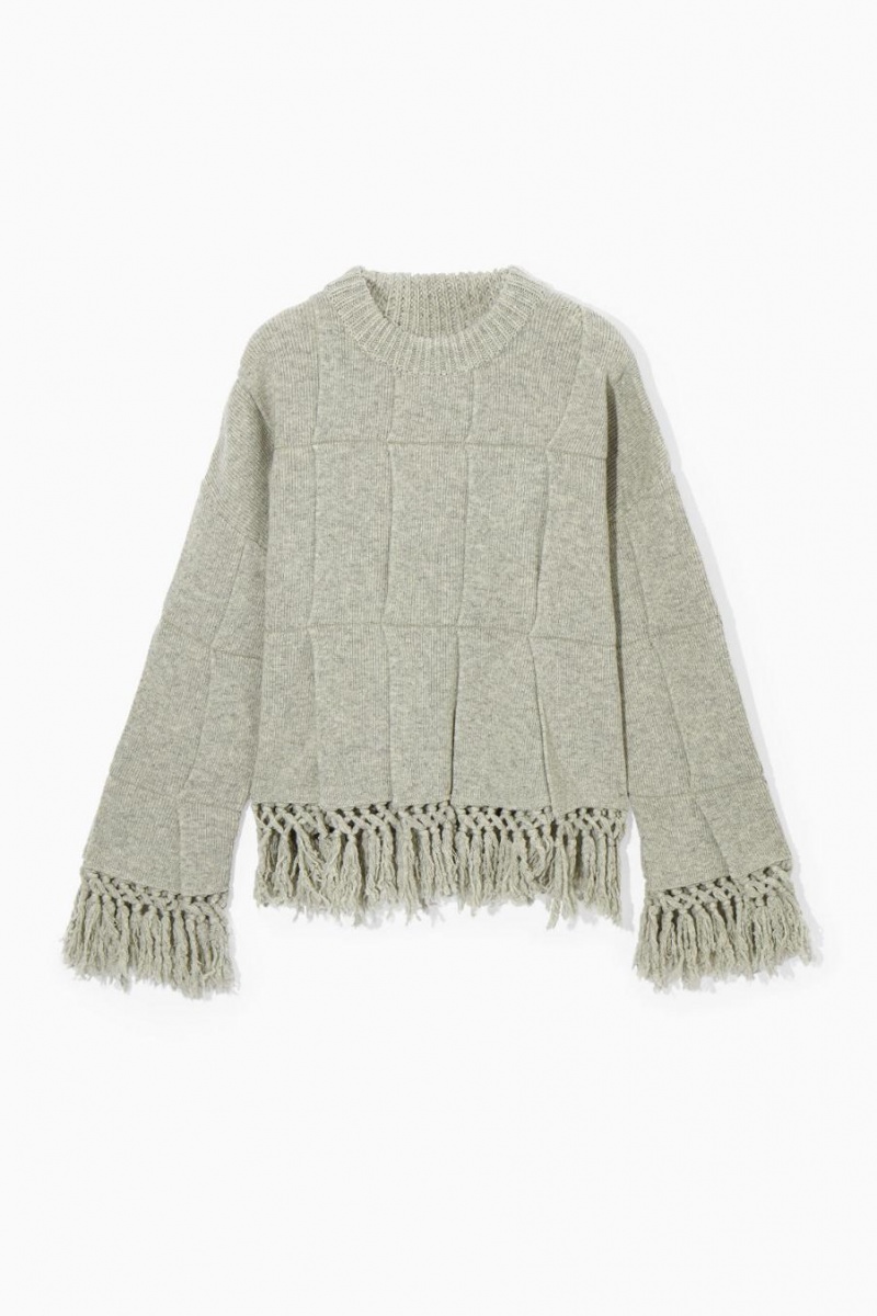 COS Fringed Panelled Gyapjú Jumpers Női Világos Szürke | RJB-015972
