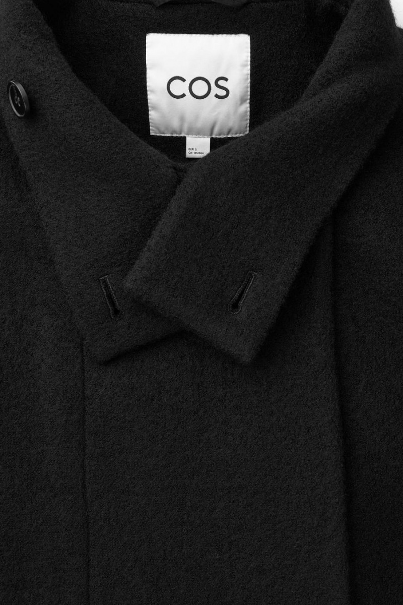 COS Funnel-neck Boiled-wool Kabát Női Fekete | ASM-768423