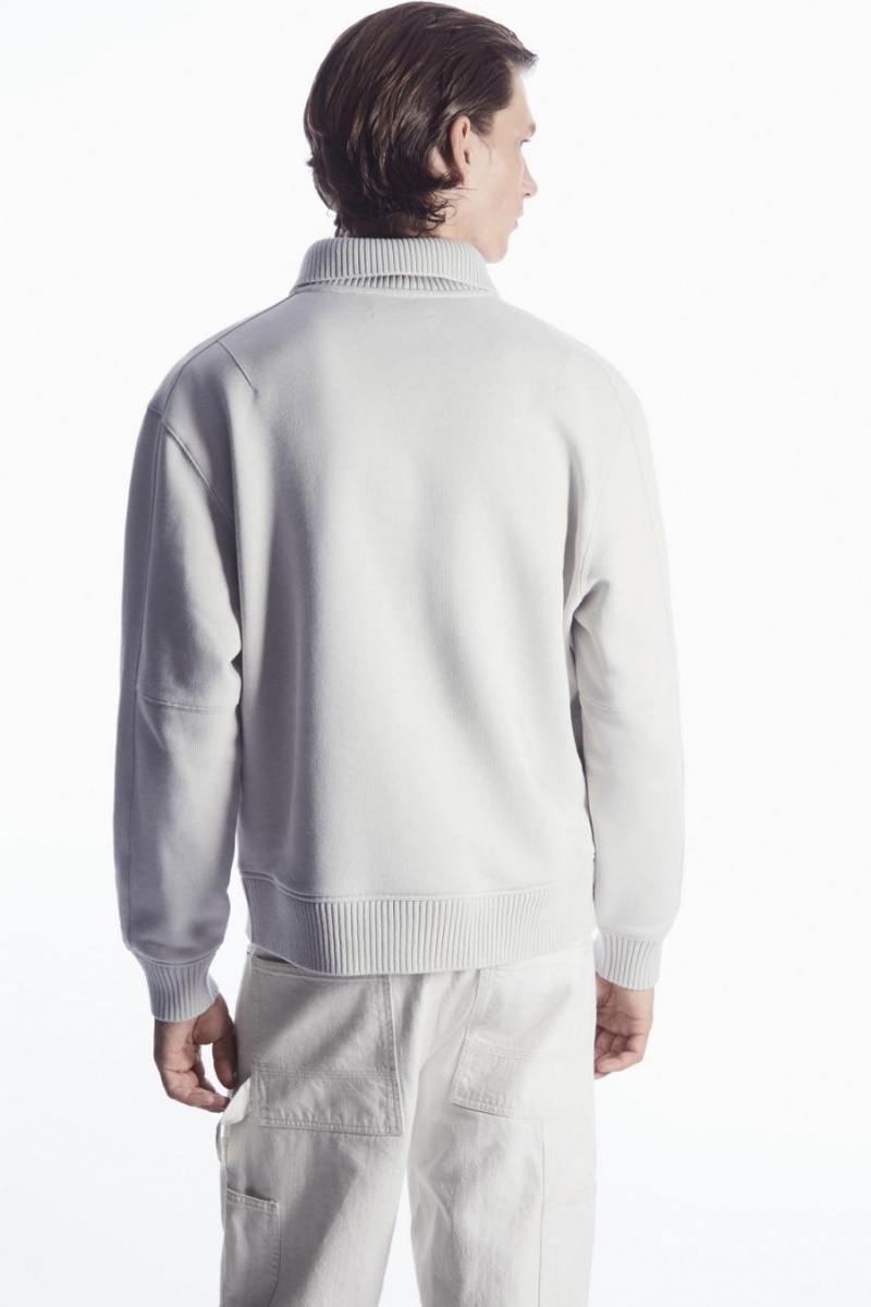 COS Funnel-neck Half-zip Pulóver Férfi Szürke | ARC-847315