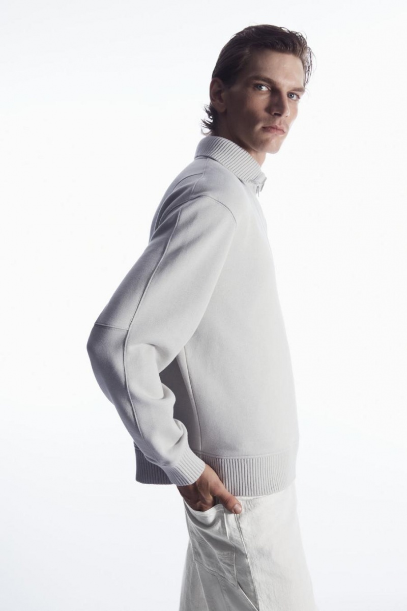 COS Funnel-neck Half-zip Pulóver Férfi Szürke | ARC-847315