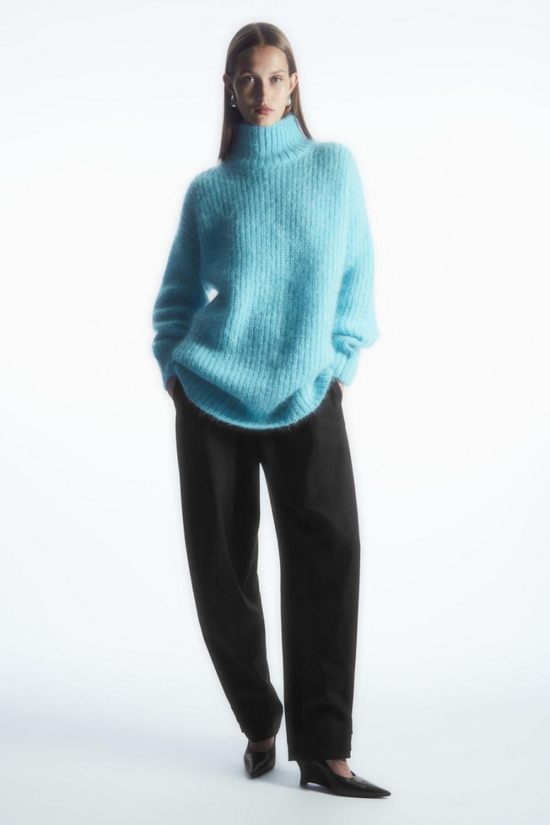 COS Funnel-neck Mohair Felső Női Világos Türkiz | BRO-359718