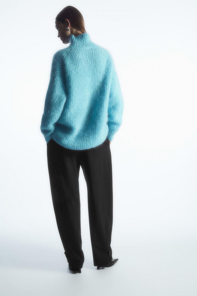 COS Funnel-neck Mohair Felső Női Világos Türkiz | BRO-359718