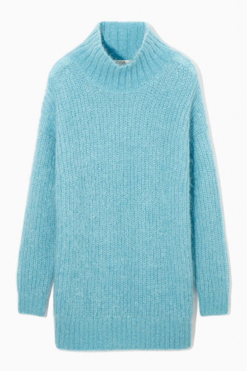 COS Funnel-neck Mohair Felső Női Világos Türkiz | BRO-359718