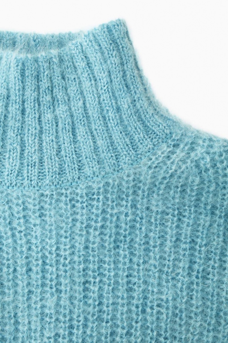 COS Funnel-neck Mohair Felső Női Világos Türkiz | BRO-359718