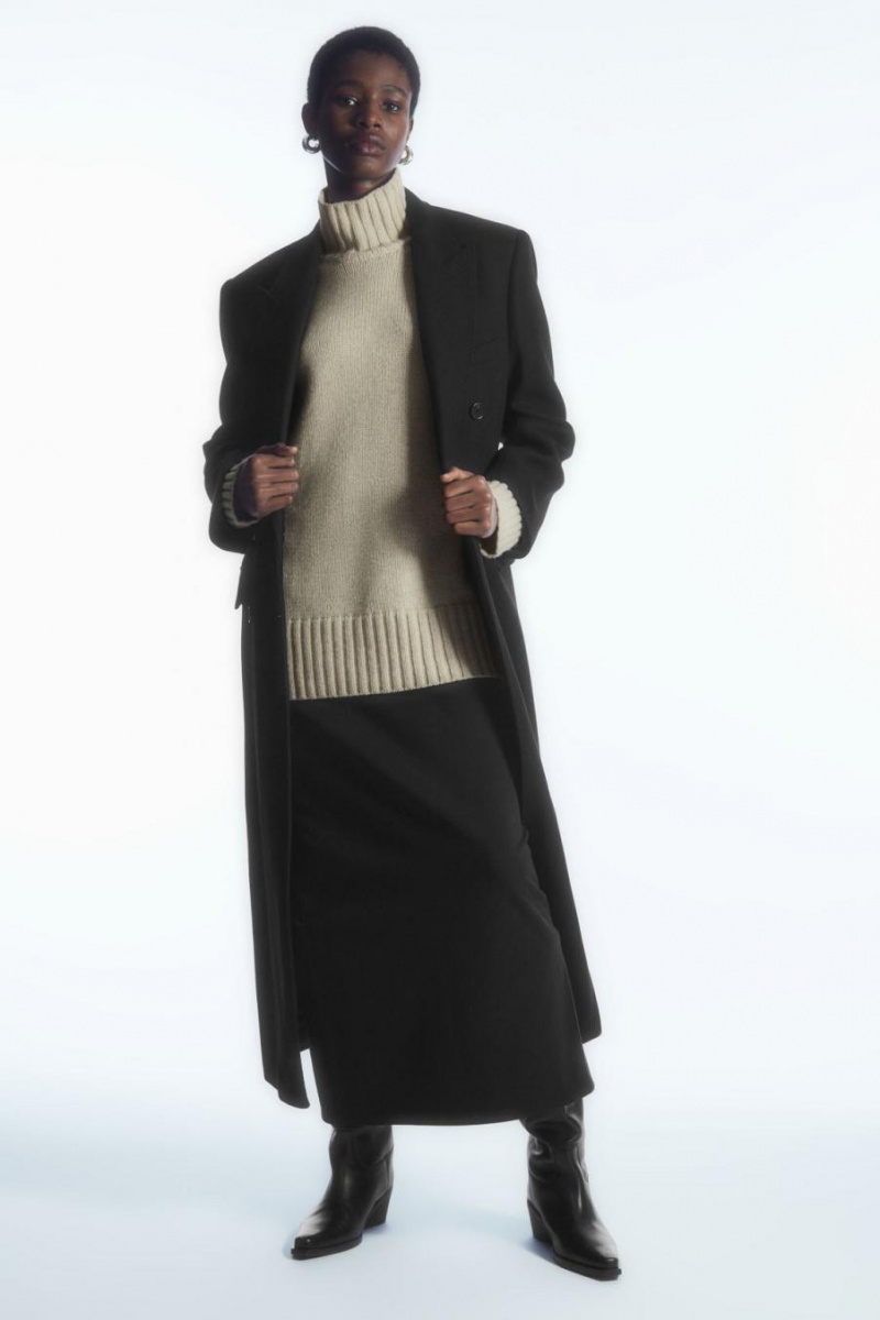 COS Funnel-neck Pure Cashmere Jumpers Női Krém | GSZ-198746