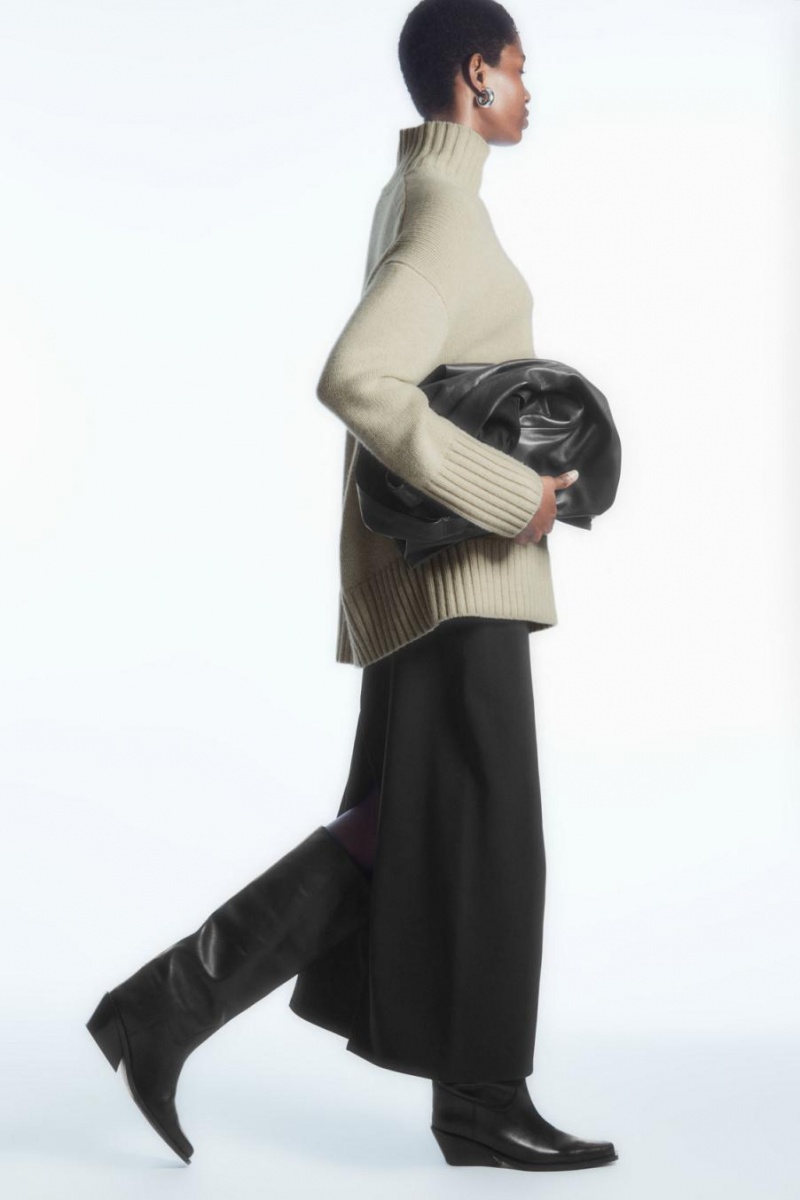 COS Funnel-neck Pure Cashmere Jumpers Női Krém | GSZ-198746