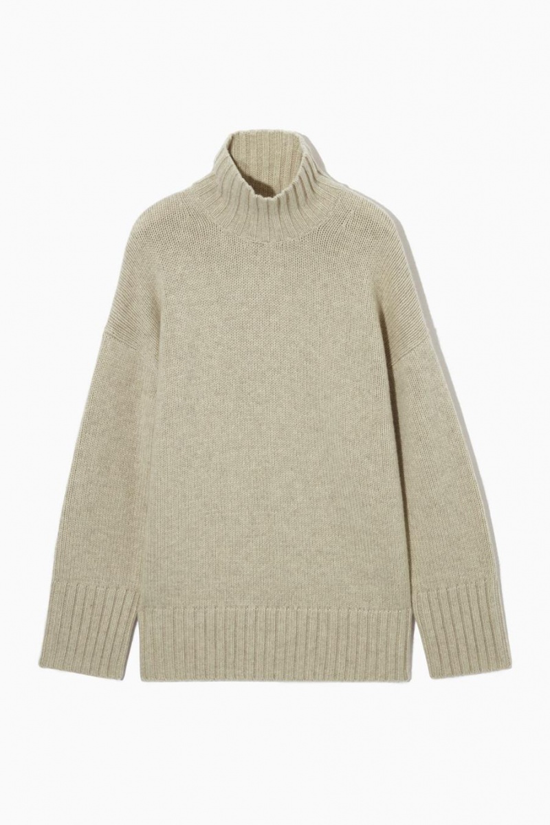 COS Funnel-neck Pure Cashmere Jumpers Női Krém | GSZ-198746
