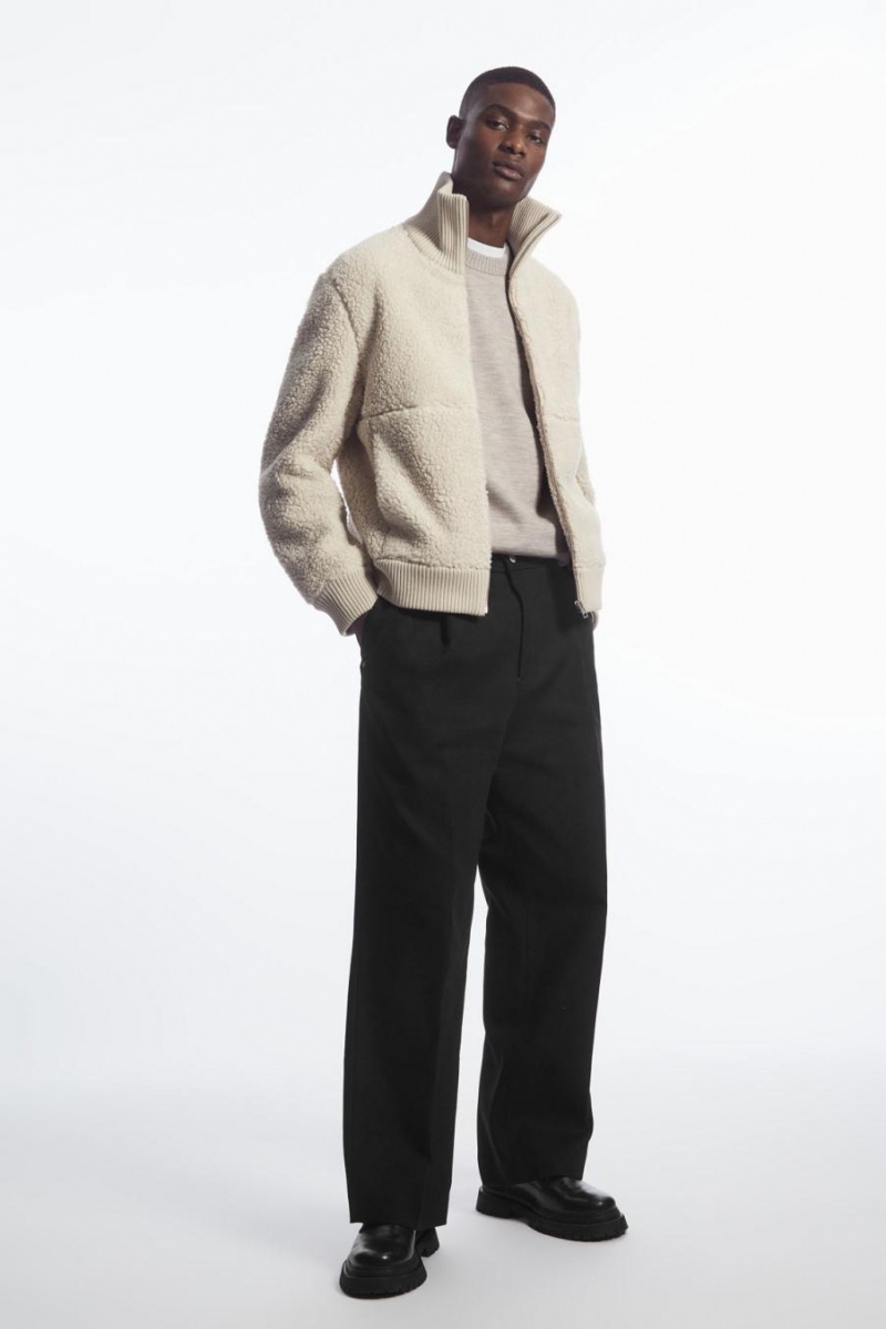 COS Funnel-neck Teddy Kabát Férfi Világos Bézs | FMI-751386