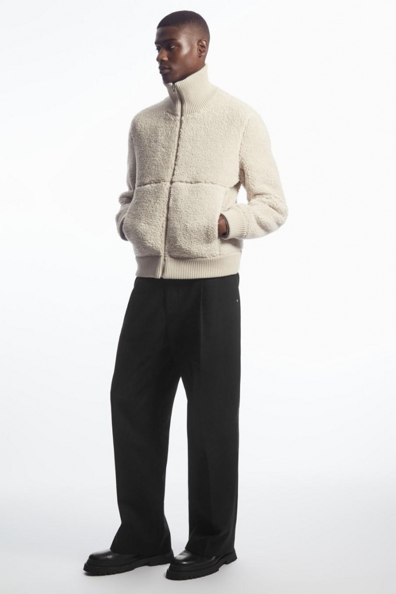 COS Funnel-neck Teddy Kabát Férfi Világos Bézs | FMI-751386