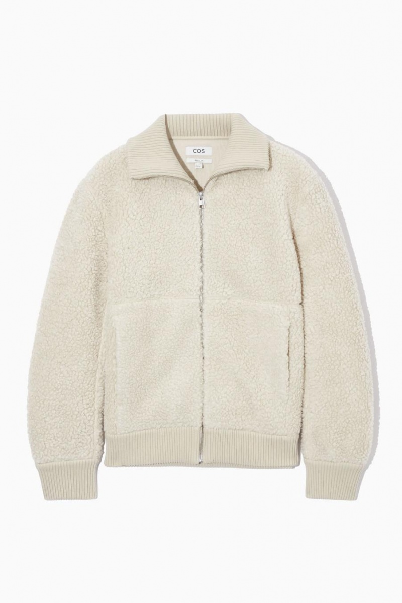 COS Funnel-neck Teddy Kabát Férfi Világos Bézs | FMI-751386
