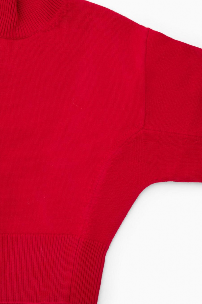 COS Funnel-neck Waisted Gyapjú Jumpers Női Piros | AVG-925781