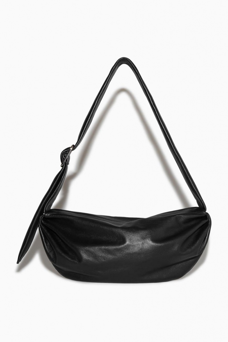 COS Gathered Bőr Crossbody Táska Női Fekete | OUA-470836