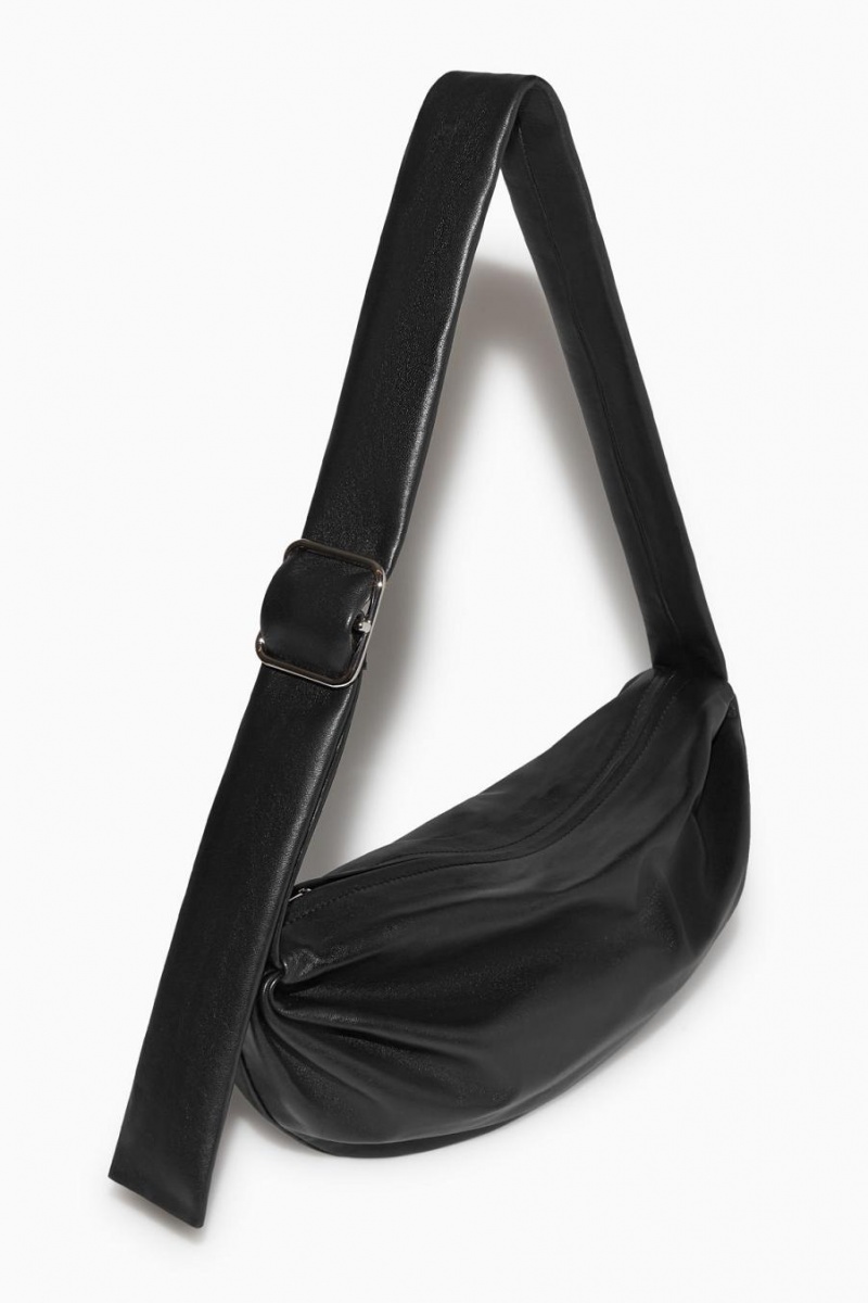 COS Gathered Bőr Crossbody Táska Női Fekete | OUA-470836