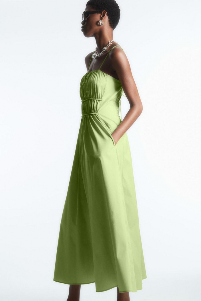 COS Gathered Bustier Midi Ruha Női Világos Zöld | HGX-562943